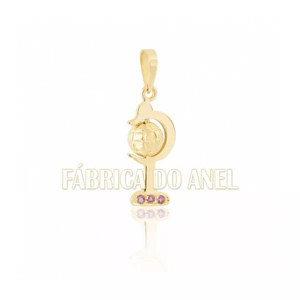 Pingente De Formatura De Geografia Em Ouro Amarelo 18k 0,750 P-16 - P-16 - Fábrica das Alianças