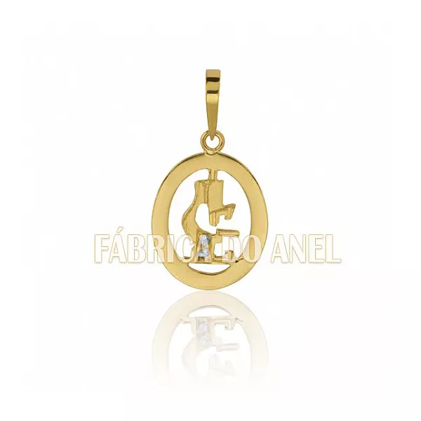 Pingente De Formatura De Biologia Em Ouro Amarelo 18k 0,750 P-38 - P-38 - Fábrica das Alianças