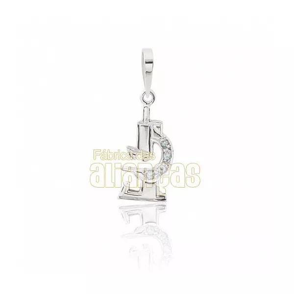 Pingente De Formatura De Biologia Em Ouro Branco 18k 0,750 P-21-b - P-21-B - Fábrica das Alianças