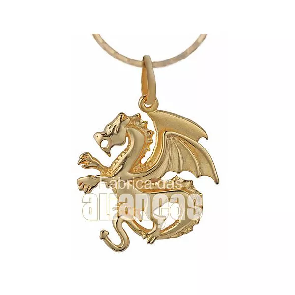Pingente Exclusivo De Dragão Em Ouro Amarelo 18k - FA-P-157 - Fábrica das Alianças