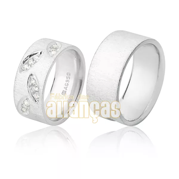 Alianças de Namoro com Pedras - FA-AG-1040 - Fábrica das Alianças