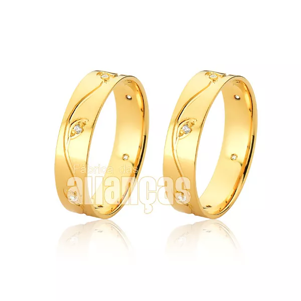 Alianças De Ouro com Folhas