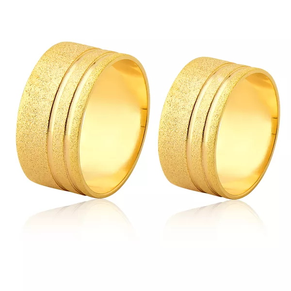 Aliança De Ouro Diamantada Com Friso - FA-1161-10K - Fábrica das Alianças