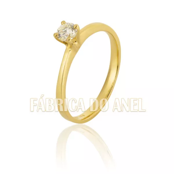 Lindo Anel Solitário Com Ziconia Ouro 18k - S-29-Z - Fábrica das Alianças