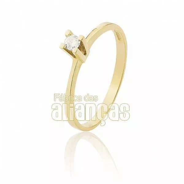 Anel Solitário De Ouro Com Diamante De 0,05 Pontos - S-13 - Fábrica das Alianças