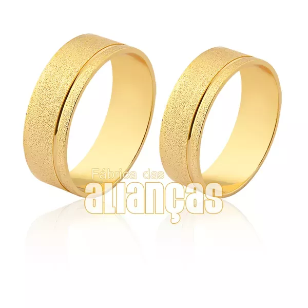Alianças De Casamento Em Ouro - FA-1554-V - Fábrica das Alianças