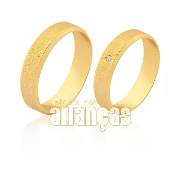 Alianças De Casamento Em Ouro - FA-1592-V - Fábrica das Alianças