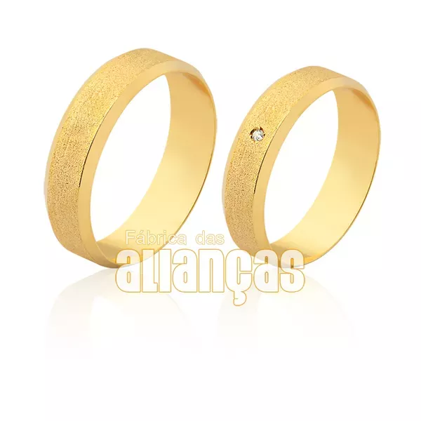 Alianças De Casamento Em Ouro - FA-1593-V - Fábrica das Alianças