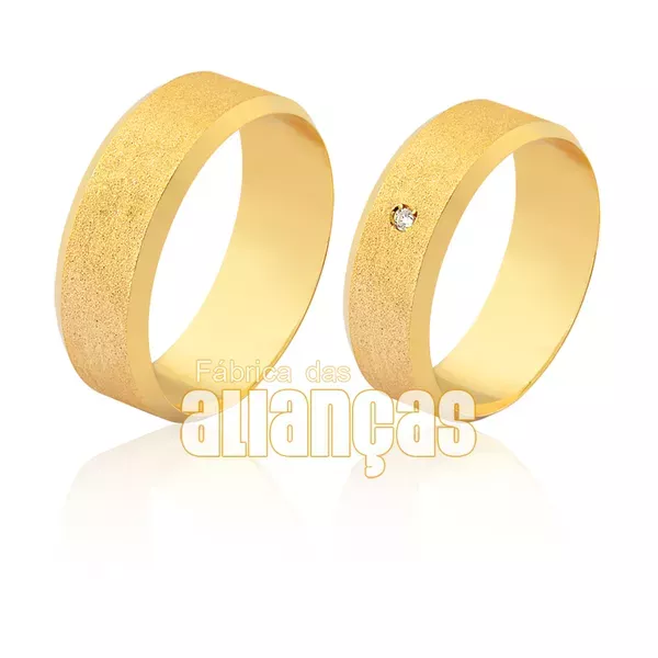 Alianças De Casamento Em Ouro - FA-1595-V - Fábrica das Alianças