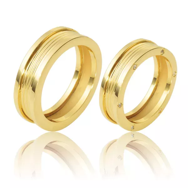 Alianças De Casamento Em Ouro - FA-118-V - Fábrica das Alianças