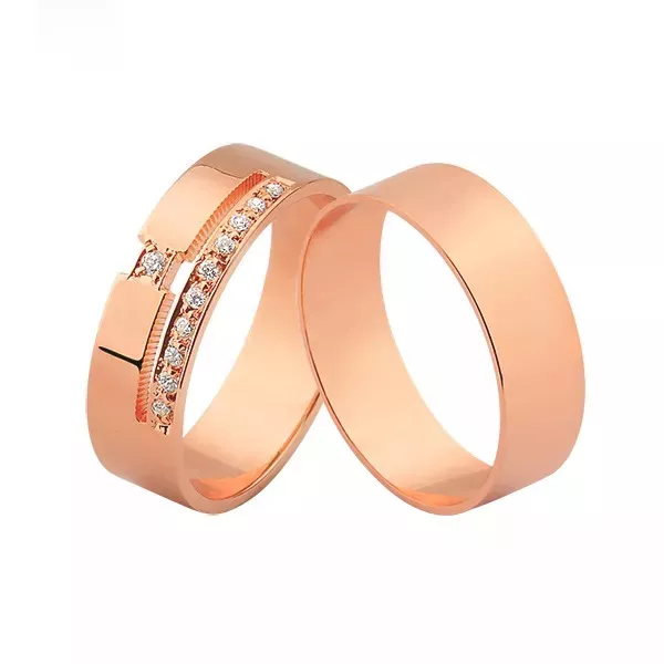 Alianças com Pedras em Ouro Rose 10K