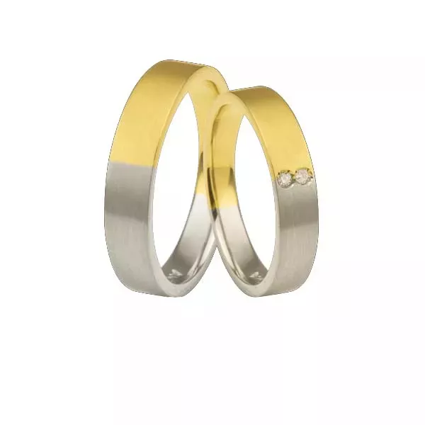Aliança Duas Cores Com Diamantes - AE-CB-41 - Alianças Exclusivas