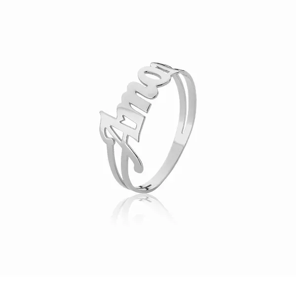 Anel Amor Em Ouro Branco 18k - AE-A-04-B - Alianças Exclusivas