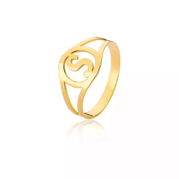 Anel Com Letra De Ouro 18k - AE-A-08 - Alianças Exclusivas