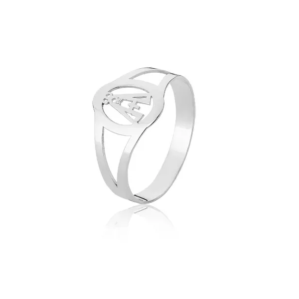Anel De Nossa Senhora De Aparecida Em Ouro Branco 18k - AE-A-01-B - Alianças Exclusivas