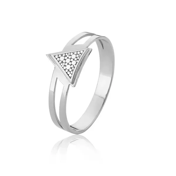 Anel De Triangulo Em Ouro Branco 18k - AE-A-18-B - Alianças Exclusivas