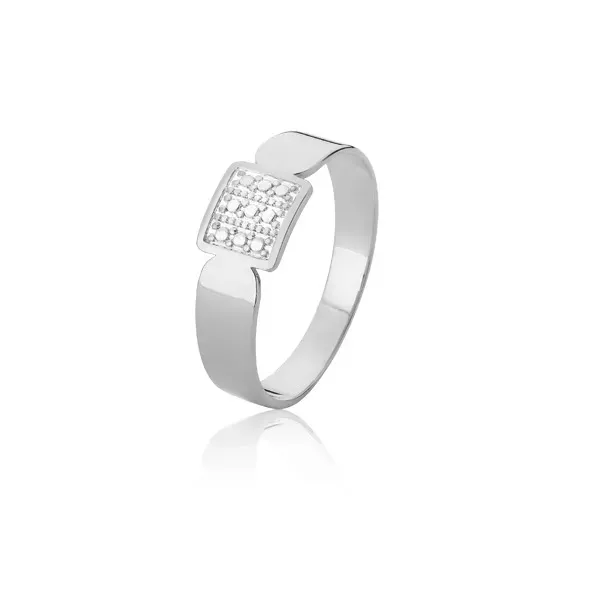 Anel Feminino De Ouro Branco 18k - AE-A-13-B - Alianças Exclusivas