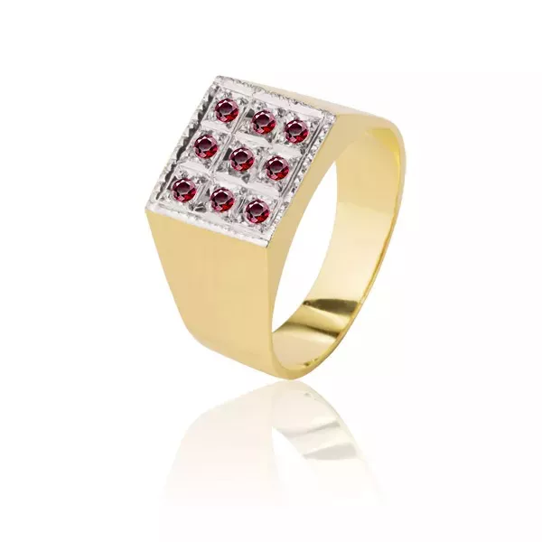 Anel Masculino em Ouro com Rubi 18K - AE-A-03 - Alianças Exclusivas