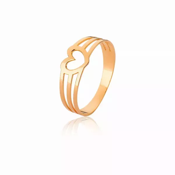Anel Ouro Rose 18k Com Coração Vazado - AE-A-07-R - Alianças Exclusivas