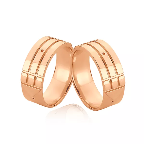 Alianças de Atlantis de Ouro Rose 10k - A-JN-526-R - Alianças Exclusivas