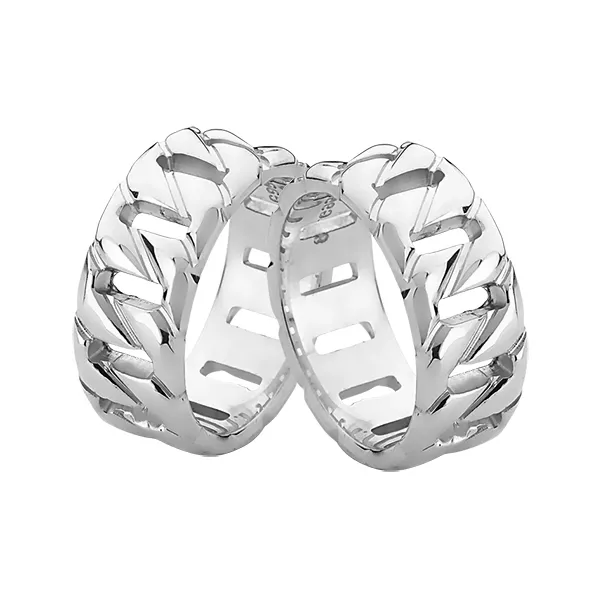 Alianças de Elos de Ouro Branco 10K - A-JN-528-B - Alianças Exclusivas