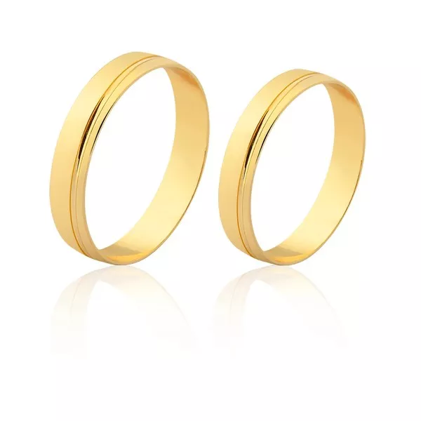Aliança Em Ouro 10k Com Friso - AE-1844-10k - Alianças Exclusivas