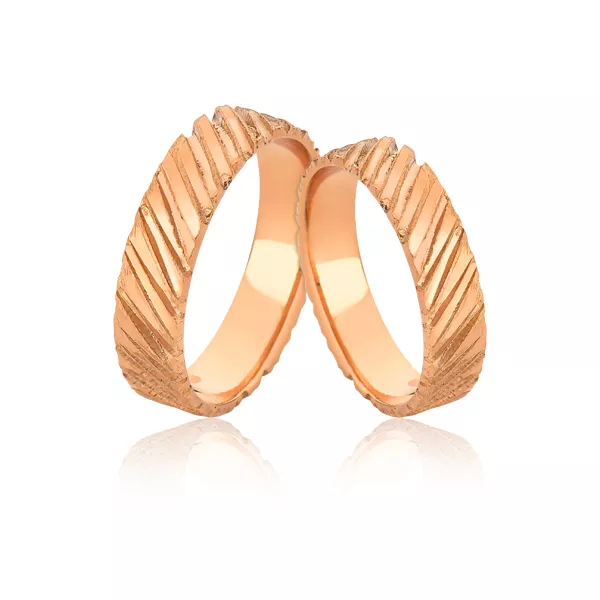 Aliança Rutilada de Ouro Rose 10k - A-JN-521-R - Alianças Exclusivas