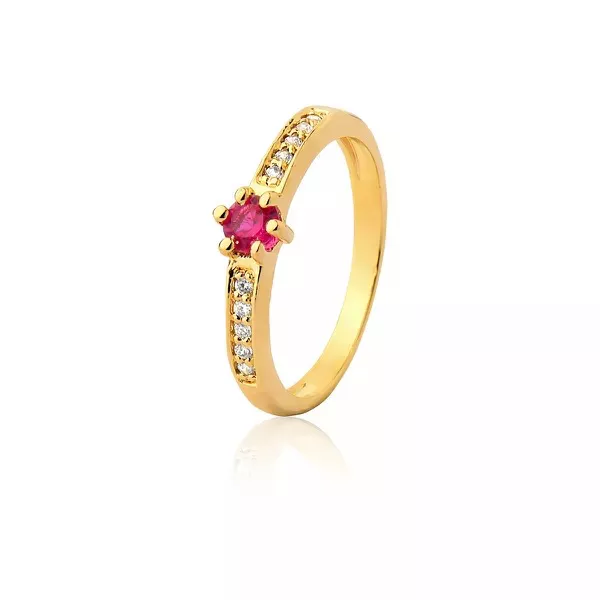 Anel De Noivado Ouro 18k Rubi e Diamantes - AE-A-301-R - Alianças Exclusivas