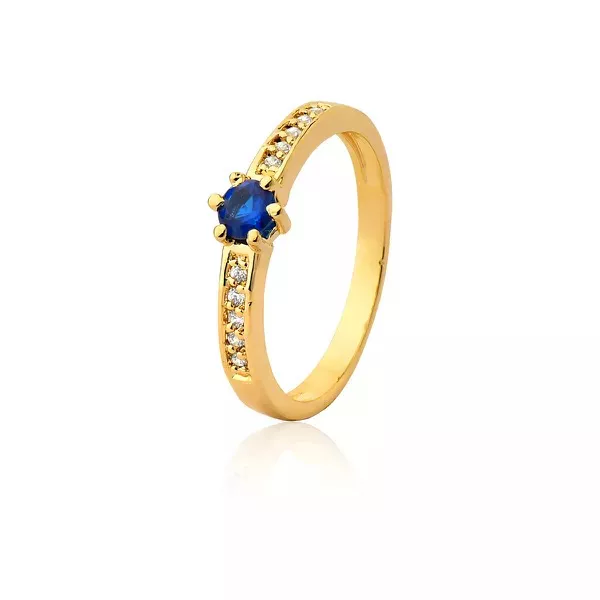 Anel De Noivado Ouro 18k Safira e Diamantes - AE-A-301-S - Alianças Exclusivas
