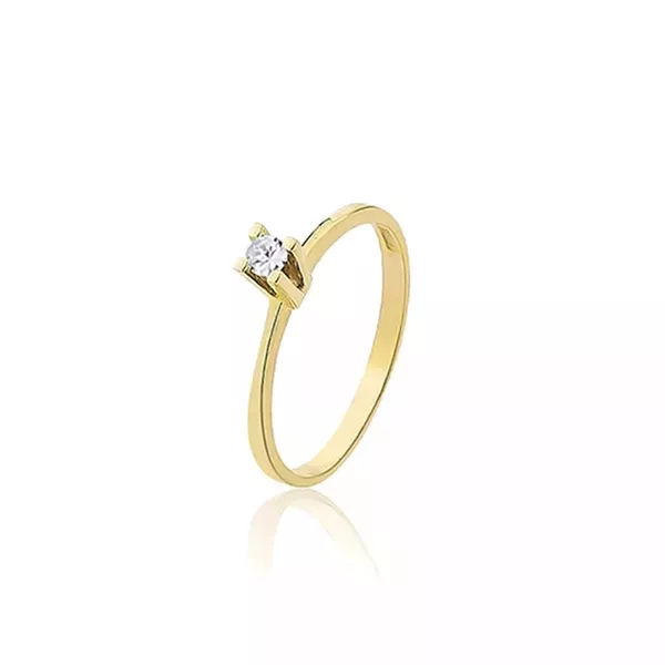Lindo Anel Solitário em Ouro - AE-S-09-10K - Alianças Exclusivas