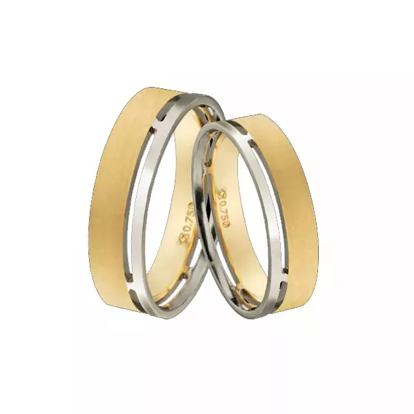 Aliança Em Ouro 18k 2 Cores - AE-JR-04 - Alianças Exclusivas