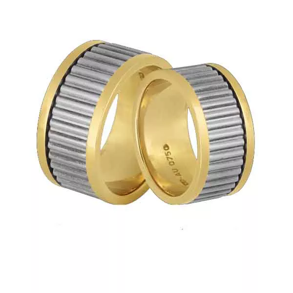 Aliança Em Ouro 18k Duas Cores - AE-JN-112 - Alianças Exclusivas