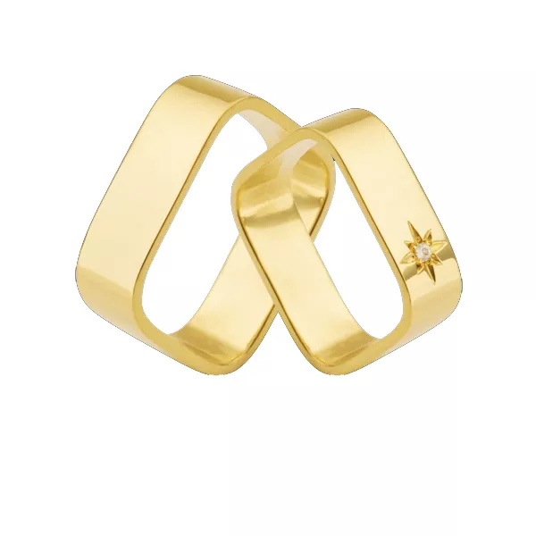 Linda Aliança Em Ouro 18k - AE-K-44 - Alianças Exclusivas