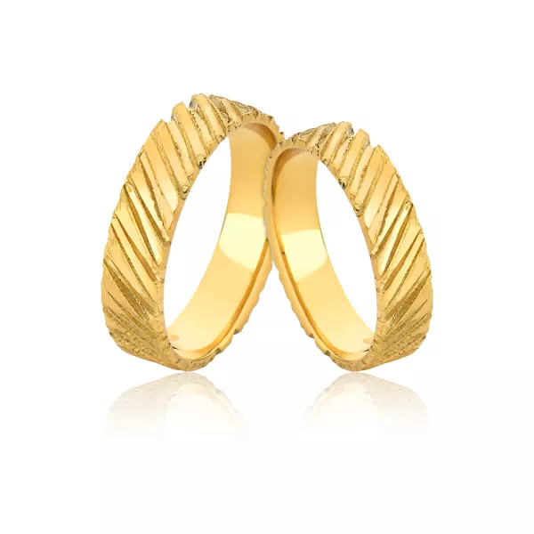 Aliança Rutilada de Ouro 18k - A-JN-521 - Alianças Exclusivas