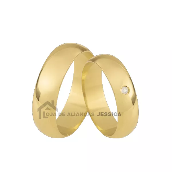 Alianças De Ouro 10K Tradicional Com Pedra Grátis - A-CB-75 - Alianças Exclusivas