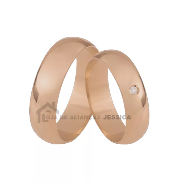 Alianças em Ouro Rose 10K com Pedra Grátis - A-CB-75-R - Alianças Exclusivas