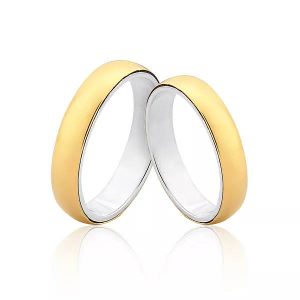 Alianças de Prata e Ouro com Frete Grátis - A-AG-3005-10K - Alianças Exclusivas