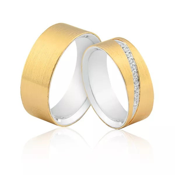 Alianças De Prata Revestida Com Ouro - A-AG-3020-10K - Alianças Exclusivas