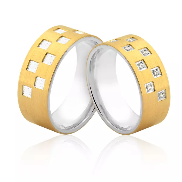 Alianças De Prata Revestida com Ouro - A-AG-3024-10k - Alianças Exclusivas