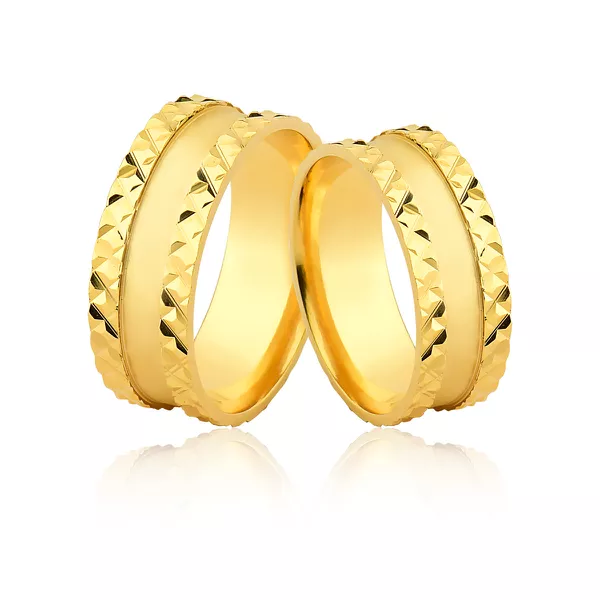 Alianças De Ouro Trabalhadas - A-JE-586 - Alianças Exclusivas
