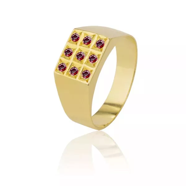 Anel Masculino com Rubi em Ouro 18K - AE-A-01 - Alianças Exclusivas