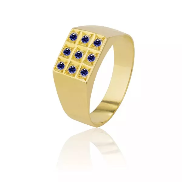 Anel Masculino com Safira Azul em Ouro 18K - AE-A-01 - Alianças Exclusivas