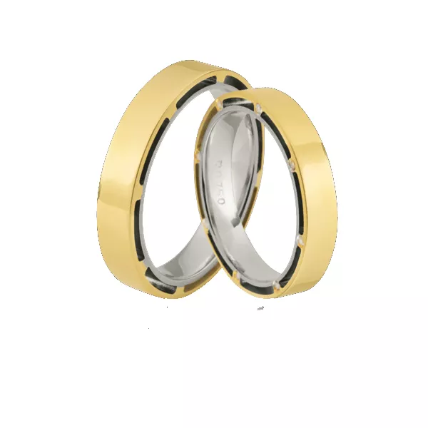 Linda Aliança 2 Cores Em Ouro 18k - AE-CB-82 - Alianças Exclusivas