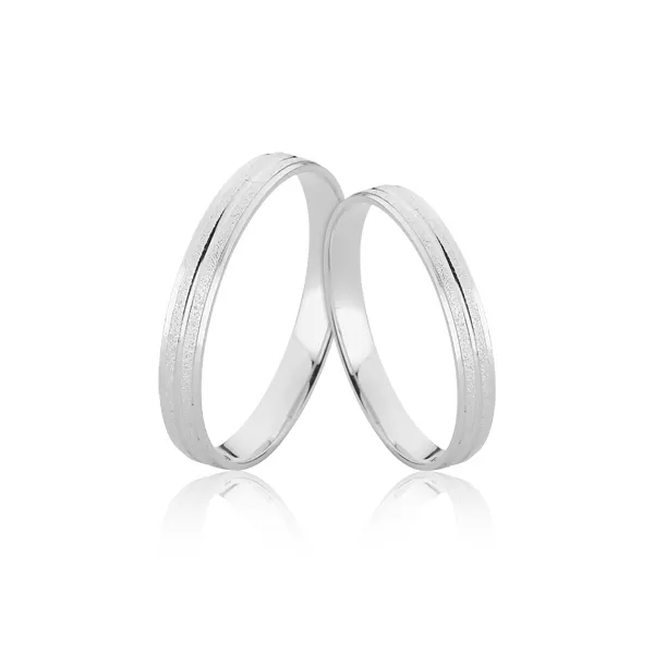 Aliança Diamantada em Ouro Branco 10K - A-D-83-B - Alianças Exclusivas