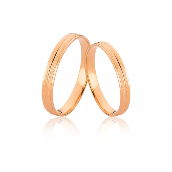 Aliança Diamantada em Ouro Rose 10k - A-D-83-R - Alianças Exclusivas