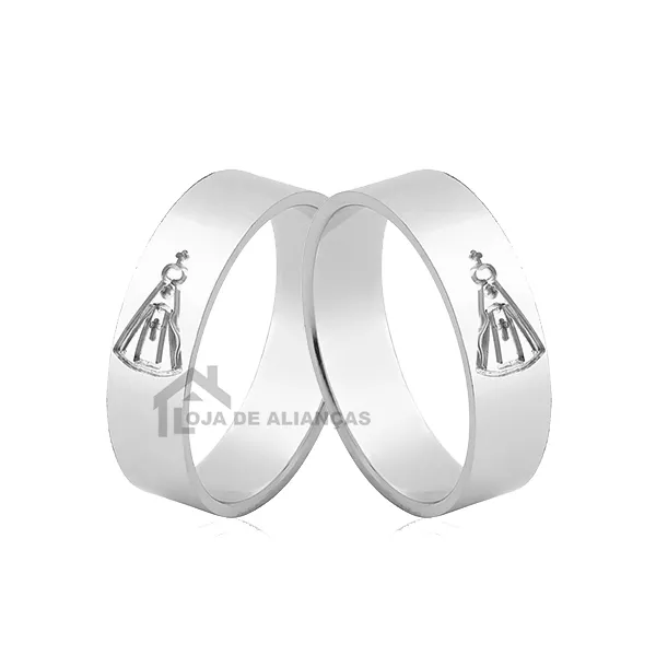 Alianças Em Prata Nossa Senhora - L-AG-1033 - Alianças Exclusivas
