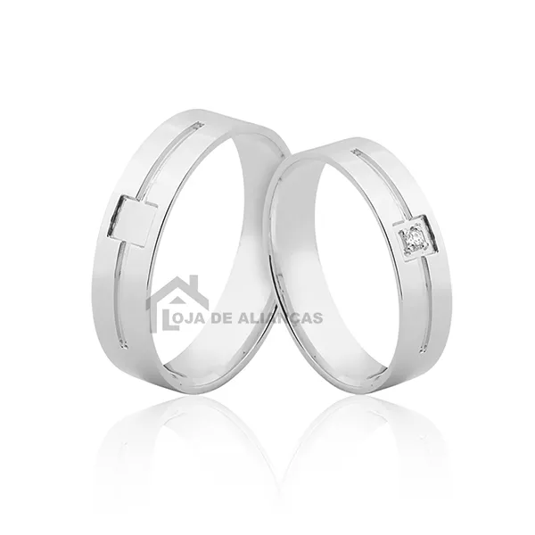 Par De Alianças Personalizada - L-AG-JN-396 - Alianças Exclusivas