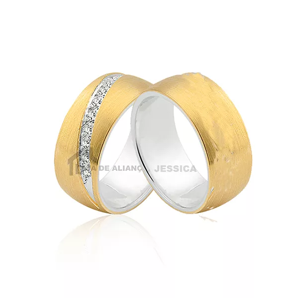 Alianças De Prata Revestida Com Ouro - L-AG-3012-10k - Alianças Exclusivas