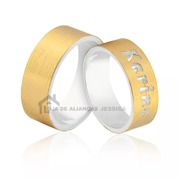 Alianças De Prata Com Nome - L-AG-3023-10K - Alianças Exclusivas