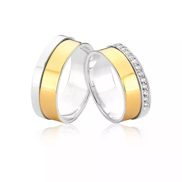 Alianças De Prata Revestida Com Ouro - AE-AG-3010-10K - Alianças Exclusivas